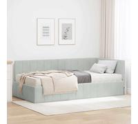 vidaXL Cornice del letto ad angolo Grigio chiaro 100 x 200 cm Velluto