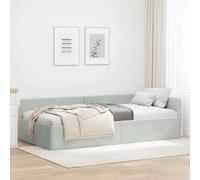 vidaXL Cornice del Letto ad Angolo Grigio Chiaro 90 cm x 190 cm, Divano Letto Moderno in Velluto Morbido, Daybed Rettangolare per Ospiti, Salvaspazio, Design Contemporaneo