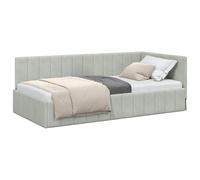 vidaXL Cornice del Letto ad Angolo Grigio Chiaro 90 cm x 190 cm, Divano Letto Moderno, Angolare in Velluto Salvaspazio, Daybed Multifunzionale per Piccoli Spazi