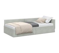 vidaXL Cornice del Letto ad Angolo Grigio Chiaro 90 cm x 190 cm, Divano Letto Moderno in Velluto Morbido, Daybed Rettangolare per Ospiti, Salvaspazio, Design Contemporaneo