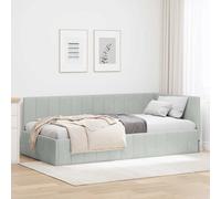 vidaXL Cornice del letto ad angolo Grigio chiaro 90 cm x 200 cm