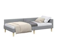 vidaXL Cornice del Letto ad Angolo Grigio Chiaro 90 x 190 cm Tessuto, Letto Elegante e Minimalista, daybed d'angolo, Arredamento Multifunzionale, Soluzione salvaspazio in Camera