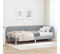 Cornice del letto ad angolo Grigio chiaro 90 x 200 cm Tessuto