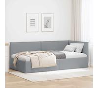 vidaXL Cornice del Letto ad Angolo Grigio Chiaro 90 x 200 cm Tessuto, Letto Giornaliero Compatto, Stile Moderno, Arredamento Salvaspazio, Design Minimalista, Soluzione Ergonomica per Piccole Stanza