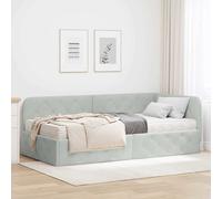 vidaXL Cornice del letto ad angolo Grigio chiaro 90 x 200 cm Velluto
