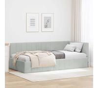 vidaXL Cornice del letto ad angolo Grigio chiaro 90 x 200 cm Velluto