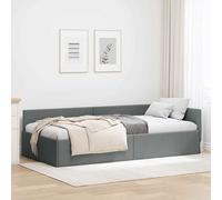 vidaXL Cornice del Letto ad Angolo Grigio Scuro 100 cm x 200 cm, Letto Giornaliero alla Moda, Divano in Tessuto Moderno, Multiuso, Salvaspazio, Resistente, per Ogni Angolo