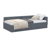 vidaXL Cornice del Letto ad Angolo Grigio Scuro 100 cm x 200 cm, Arredo Camera Moderno, Mobile Multifunzione, Divano Letto in Velluto Soft, Design salvaspazio