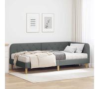 vidaXL Cornice del letto ad angolo Grigio scuro 100 x 200 cm Tessuto