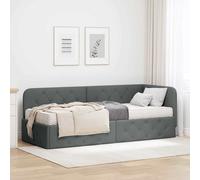 vidaXL Cornice del letto ad angolo Grigio scuro 80 x 200 cm Tessuto