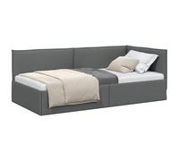 vidaXL Cornice del Letto ad Angolo Grigio Scuro 80 x 200 cm Tessuto, Letto Giornaliero Compatto, Stile Moderno, Arredamento Salvaspazio, Design Minimalista, Soluzione Ergonomica per Piccole Stanza
