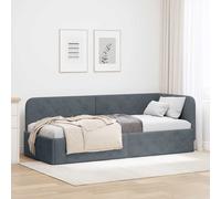 vidaXL Cornice del Letto ad Angolo Grigio Scuro 80 x 200 cm Velluto, Arredo Camera Moderno, Letto salvaspazio, Divano Letto in Velluto, L-Shape, Pratico e dal Design Elegante