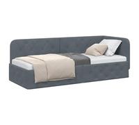 vidaXL Cornice del Letto ad Angolo Grigio Scuro 80 x 200 cm Velluto, Arredo Camera Moderno, Letto salvaspazio, Divano Letto in Velluto, L-Shape, Pratico e dal Design Elegante