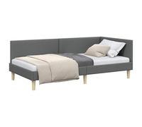 vidaXL Cornice del Letto ad Angolo Grigio Scuro 90 cm x 200 cm, Telaio Letto Daybed Moderno, Letto Convertibile a Forma di L, Rivestimento in Velluto Durevole, Testiera Flessibile, Design Salvaspazio