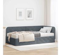 vidaXL Cornice del letto ad angolo Grigio scuro 90 x 190 cm Velluto