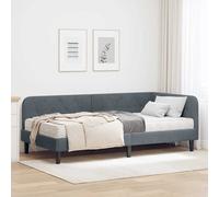 Cornice del letto ad angolo Grigio scuro 90 x 190 cm Velluto