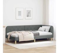 vidaXL Cornice del letto ad angolo Grigio scuro 90 x 200 cm Tessuto