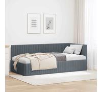 vidaXL Cornice del letto ad angolo Grigio scuro 90 x 200 cm Velluto