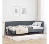 vidaXL Cornice del letto ad angolo Grigio scuro 90 x 200 cm Velluto
