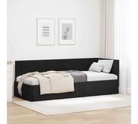 vidaXL Cornice del Letto ad Angolo Nero 80 cm x 200 cm Velluto, Camera Moderna con Letto Versatile e Divano, daybed Rettangolare salvaspazio, Design Robusto per la casa