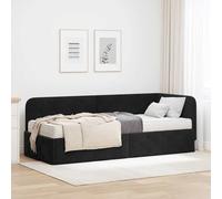 Cornice del letto ad angolo Nero 80 x 200 cm Velluto