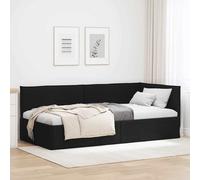 vidaXL Cornice del Letto ad Angolo Nero 90 x 190 cm Tessuto, Arredamento Moderno per Camera, Divano Letto angolare, arredo salvaspazio per Vita compatta