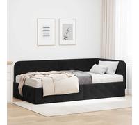 Cornice del letto ad angolo Nero 90 x 190 cm Velluto