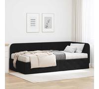 vidaXL Cornice del letto ad angolo Nero 90 x 200 cm Tessuto