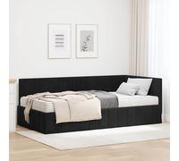 vidaXL Cornice del letto ad angolo Nero 90 x 200 cm Velluto