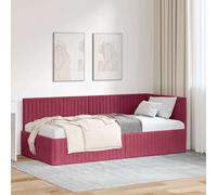 vidaXL Cornice del letto ad angolo Rosso Vino 90 cm x 190 cm Velluto