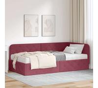 vidaXL Cornice del letto ad angolo Rosso Vino 90 x 190 cm Tessuto