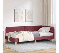 Cornice del letto ad angolo Rosso Vino 90 x 190 cm Tessuto