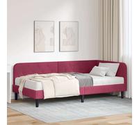 Cornice del letto ad angolo Rosso Vino 90 x 190 cm Velluto