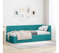 vidaXL Cornice del letto ad angolo Turchese 80 cm x 200 cm Velluto