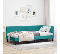 vidaXL Cornice del Letto ad Angolo Turchese 80 cm x 200 cm Velluto, Letto Giorno Moderno, Cornice Elegante, Multifunzionale, Divano Versatile, salvaspazio per Interni