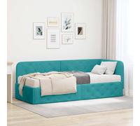 Cornice del letto ad angolo Turchese 80 x 200 cm Velluto