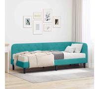 Cornice del letto ad angolo Turchese 80 x 200 cm Velluto