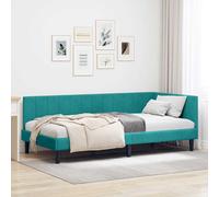 vidaXL Cornice del letto ad angolo Turchese 90 cm x 190 cm Velluto