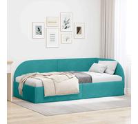 vidaXL Cornice del letto ad angolo Turchese 90 cm x 200 cm Velluto