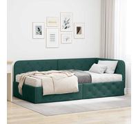 Cornice del letto ad angolo Verde Scuro 100 x 200 cm Tessuto