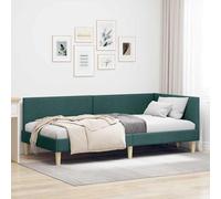 vidaXL Cornice del Letto ad Angolo Verde Scuro 80 cm x 200 cm, Letto Giornaliero Moderno, Design Retangolare, Divano Letto Multiuso, Mobile Salvaspazio
