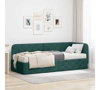 Cornice del letto ad angolo Verde Scuro 80 x 200 cm Tessuto
