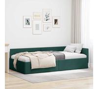 vidaXL Cornice del Letto ad Angolo Verde Scuro 90 cm x 200 cm Tessuto, Letto Daybed alla Moda, Design Rettangolare, Salvaspazio, Versatile, Comfortevole, Testiera Regolabile