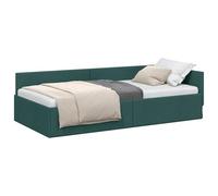 vidaXL Cornice del Letto ad Angolo Verde Scuro 90 cm x 200 cm Tessuto, Letto Daybed alla Moda, Design Rettangolare, Salvaspazio, Versatile, Comfortevole, Testiera Regolabile