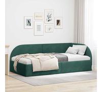 vidaXL Cornice del letto ad angolo Verde Scuro 90 cm x 200 cm Velluto