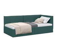 vidaXL Cornice del Letto ad Angolo Verde Scuro 90 x 190 cm Tessuto, Letto Giornaliero Compatto, Stile Moderno, Arredamento Salvaspazio, Design Minimalista, Soluzione Ergonomica per Piccole Stanza