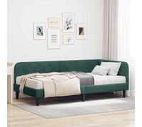 Cornice del letto ad angolo Verde Scuro 90 x 190 cm Velluto