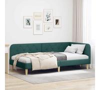 vidaXL Cornice del letto ad angolo Verde Scuro 90 x 200 cm Tessuto