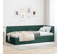 vidaXL Cornice del letto ad angolo Verde scuro 90 x 200 cm Velluto