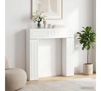 vidaXL Cornice per camino bianco lucido, 102 x 18 x 100,5 cm, in legno, per soggiorno, camera da letto, corridoio, a forma di U, moderna, decorativa, salvaspazio, accessorio per la casa